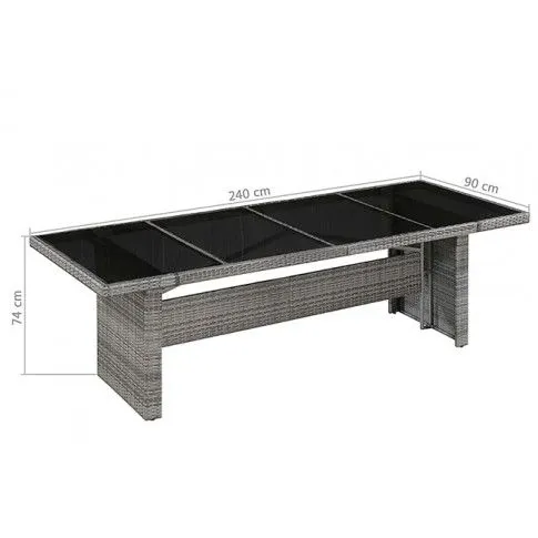 Zdjęcie technorattanowy stół ogrodowy szklany Arinos 1Q - szaro-czarny | Edinos.pl