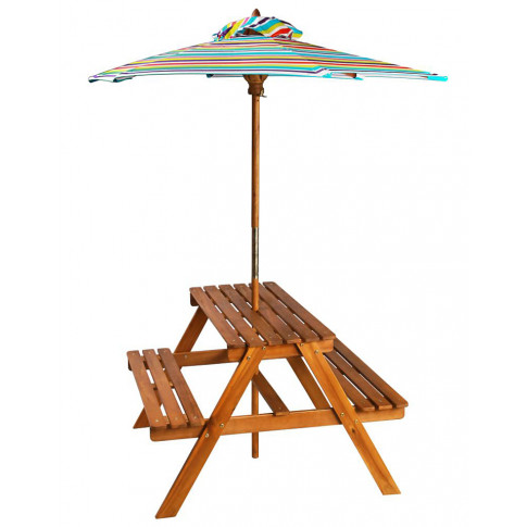 Drewniany stolik piknikowy z parasolem Talis
