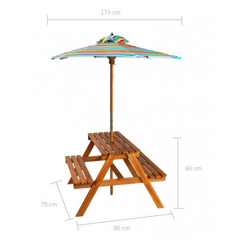Wymiary stolika piknikowego z parasolem Talis
