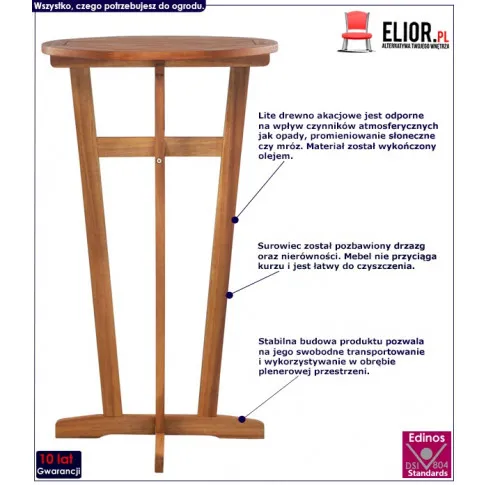 drewniany stolik ogrodowy clarke infografika