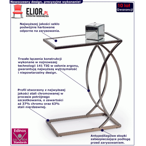 Fotografia Prostokątny lustrzany stolik pod laptopa Mirun z kategorii Ławy i stoliki