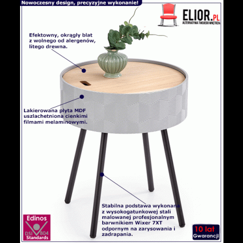 Fotografia Stolik kawowy ze schowkiem Ahis - Popiel z kategorii Salon