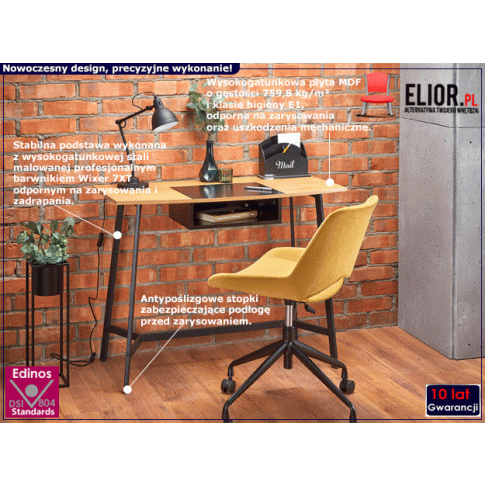 Fotografia Loftowe biurko Romino - Dąb Złoty z kategorii Pracownia i biuro