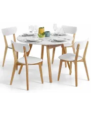 Biały skandynawski okrągły stół rozkładany - Dev w sklepie Edinos.pl