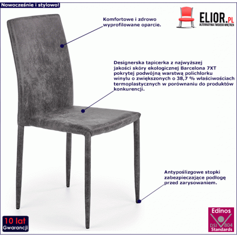 Fotografia Tapicerowane krzesło Desio - ciemny popiel z kategorii Krzesła