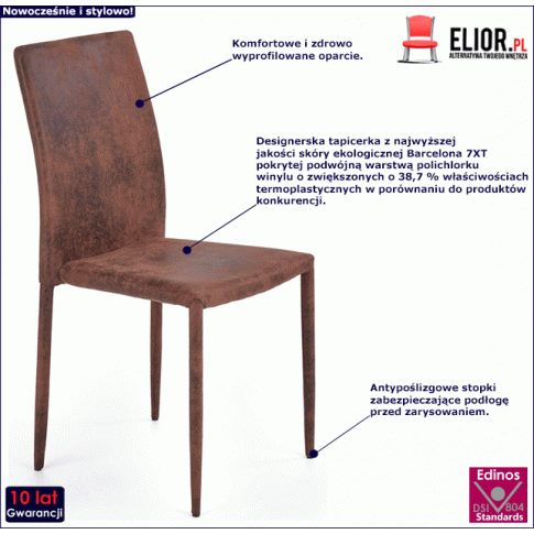 Fotografia Tapicerowane krzesło Desio - ciemny brąz z kategorii Krzesła