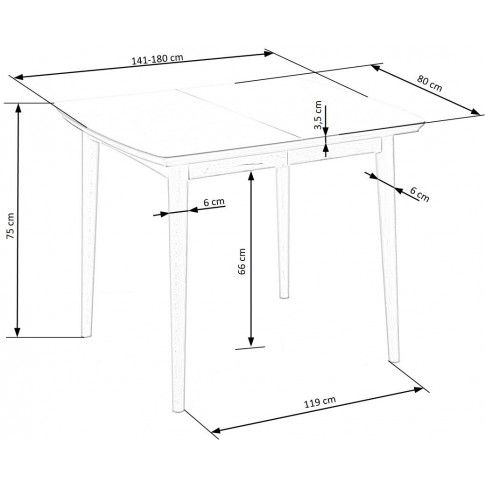 Szczegółowe zdjęcie nr 4 produktu Rozkładany stół w stylu skandynawskim Nemes - biały