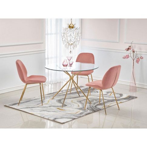 Szczegółowe zdjęcie nr 5 produktu Tapicerowane krzesło w stylu glamour Divine - Różowe