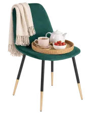 Zielone tapicerowane krzesło welurowe - Cordel w sklepie Edinos.pl