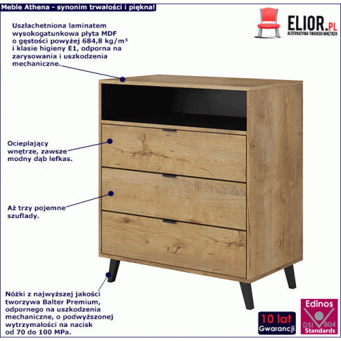 Fotografia Nowoczesna komoda na nóżkach Zerlox 3X - dąb lefkas z kategorii Komody