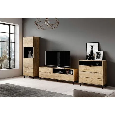 Szczegółowe zdjęcie nr 4 produktu Nowoczesna wisząca witryna Zerlox 5X - dąb lefkas