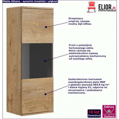 Fotografia Nowoczesna wisząca witryna Zerlox 5X - dąb lefkas z kategorii Szafki