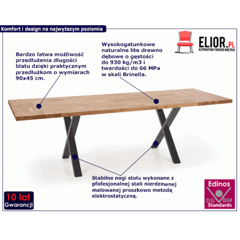 Fotografia Minimalistyczny stół do jadalni Simox 3X 160 XL - dąb z kategorii Stoły