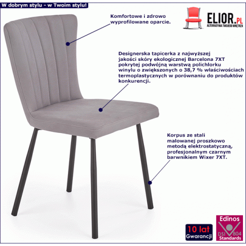 Fotografia Tapicerowane krzesło Darla - popielate z kategorii Krzesła tapicerowane