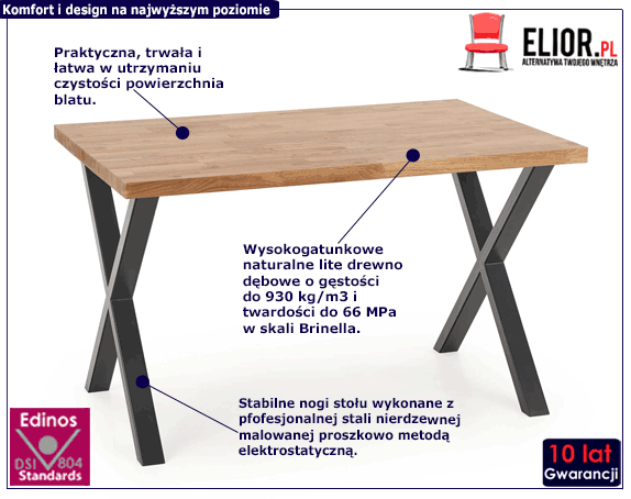 Produkt Loftowy stół do salonu Simox 3X 120 - dąb