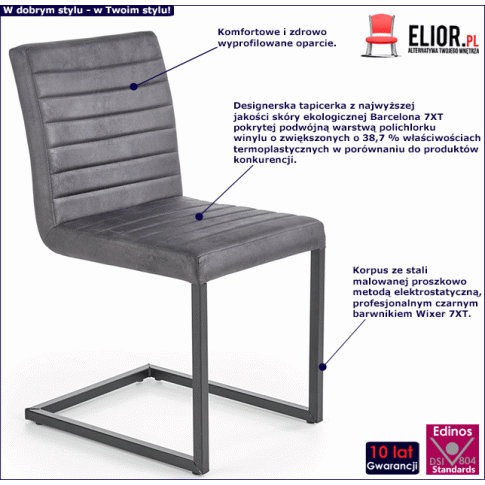 Fotografia Nowoczesne krzesło na płozach Alemris - ciemny popiel z kategorii Krzesła