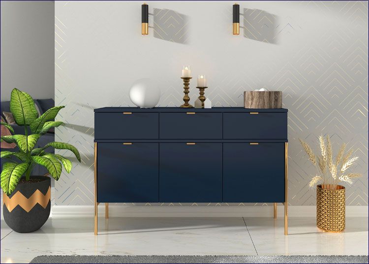 Granatowa komoda w stylu glamour Mariel 3X