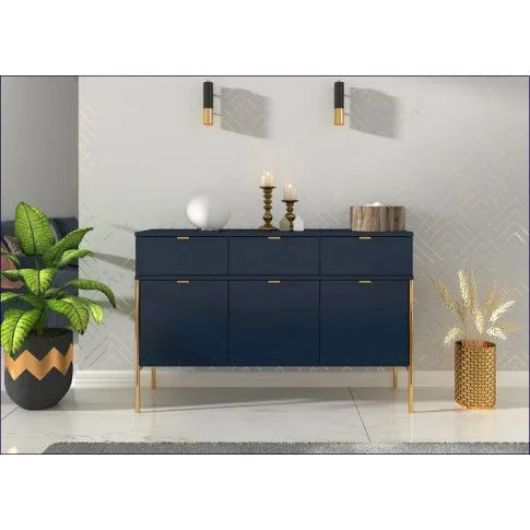 Szczegółowe zdjęcie nr 6 produktu Komoda na metalowych nóżkach w stylu glamour Marly 3X - Granat
