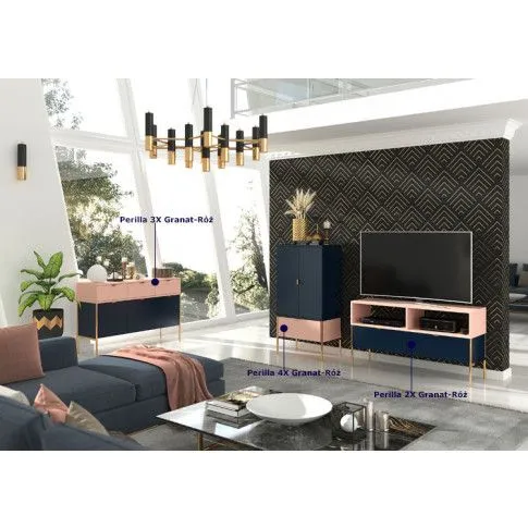 Szczegółowe zdjęcie nr 8 produktu Komoda na nóżkach w stylu glamour Marly 3X - Granat-Róż