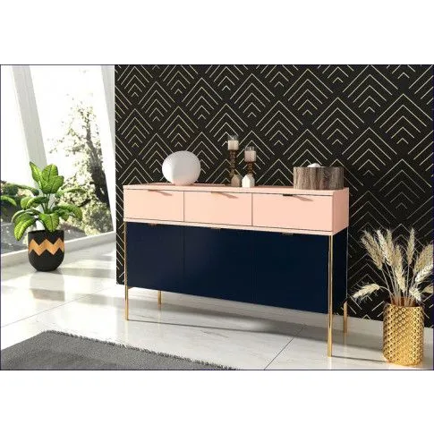 Szczegółowe zdjęcie nr 5 produktu Komoda na nóżkach w stylu glamour Marly 3X - Granat-Róż