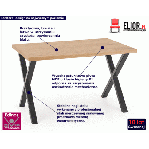 Fotografia Designerski stół do salonu Karix 3X 120 - dąb z kategorii Stoły