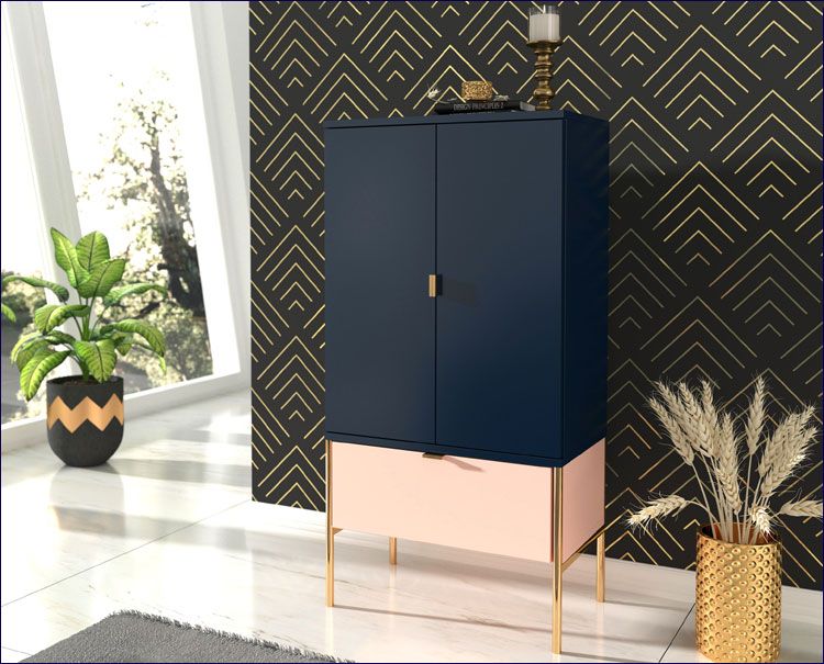 Nowoczesna komoda granatowo różowa szafa glamour Marly 4X