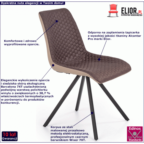 Fotografia Pikowane krzesło Lunios - brązowe z kategorii Krzesła do salonu