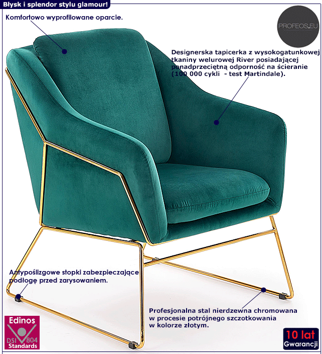 Fotel do salonu Foster 5X -zielony.