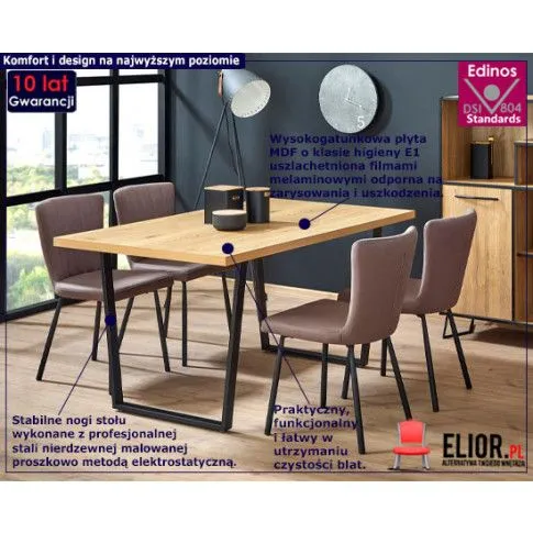 Fotografia Stół industrialny do salonu Ikres - dąb z kategorii Stoły