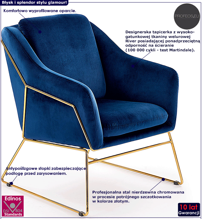 Fotel do salonu Foster 5X - granatowy.