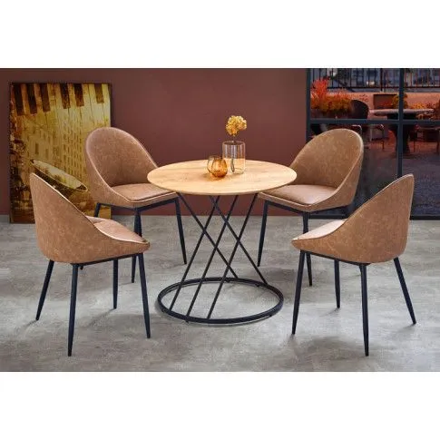 Zdjęcie okrągły stolik loftowy Trigo dąb | Edinos.pl