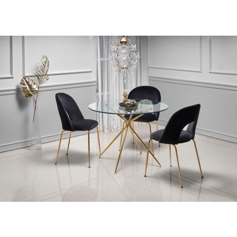 Szczegółowe zdjęcie nr 5 produktu Tapicerowane krzesło w stylu glamour Pari - czarne