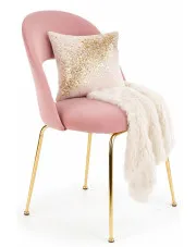 Różowe tapicerowane krzesło w stylu glamour - Balti w sklepie Edinos.pl