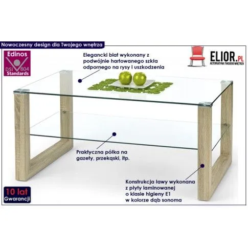 Fotografia Ława szklana Silja - dąb sonoma z kategorii Ławy i stoliki