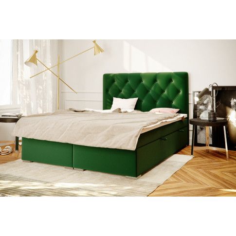 Szczegółowe zdjęcie nr 6 produktu Pojedyncze łóżko kontynentalne z zagłówkiem Rina 80x200 - 40 kolorów