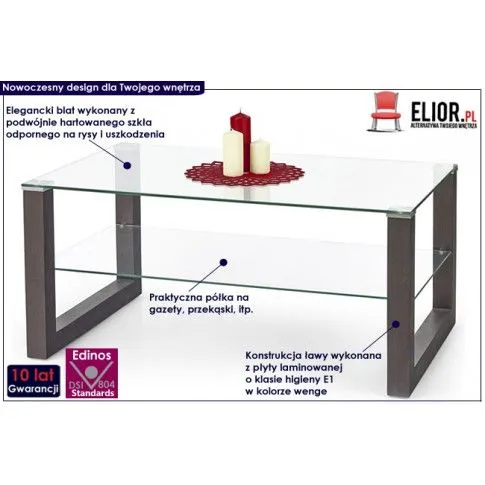 Fotografia Ława szklana Silja - wenge z kategorii Ławy i stoliki