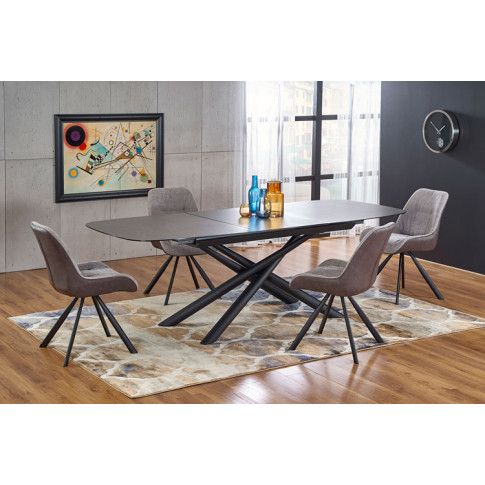 Szczegółowe zdjęcie nr 5 produktu Nowoczesne krzesło tapicerowane Monti - popielaty + brązowy