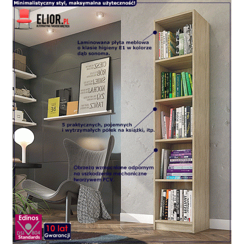 Fotografia Regał na książki dąb sonoma - Fawios 2X z kategorii Regały