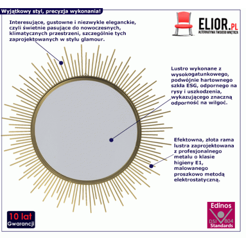 Fotografia Okrągłe złote lustro w stylu glamour - Temida z kategorii Lustra