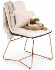 Kremowe nowoczesne krzesło tapicerowane - Kaspo w sklepie Edinos.pl