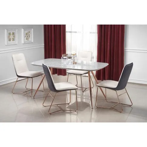 Szczegółowe zdjęcie nr 4 produktu Kremowe nowoczesne krzesło tapicerowane - Kaspo