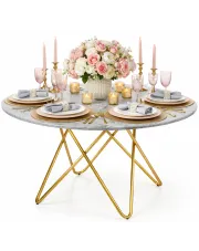 Okrągły stół glamour Vismos - złoty w sklepie Edinos.pl