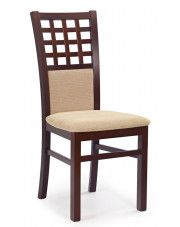 Stylowe drewniane krzesło tapicerowane Eddie - Ciemny orzech w sklepie Edinos.pl