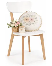 Białe drewniane krzesło skandynawskie - Karmeza w sklepie Edinos.pl