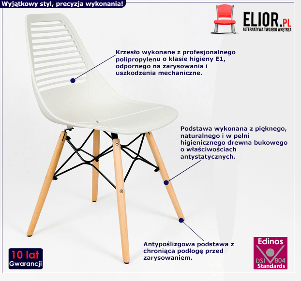 Białe krzesło Luzof - skandynawskie