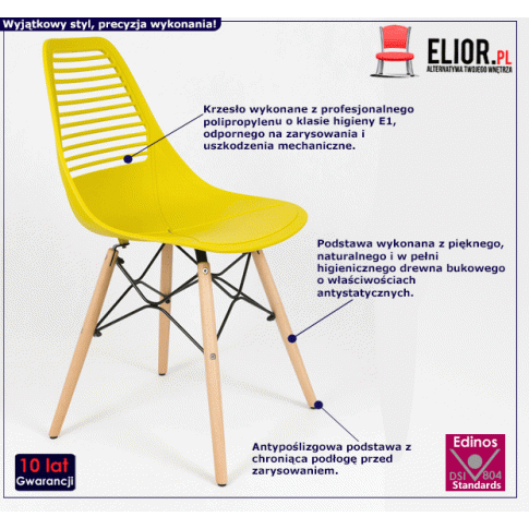 Fotografia Skandynawskie krzesło Luzof - żółte z kategorii Krzesła