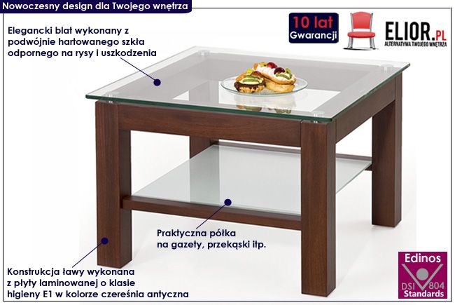 stolik kawowy czereśnia kwadrat Karo