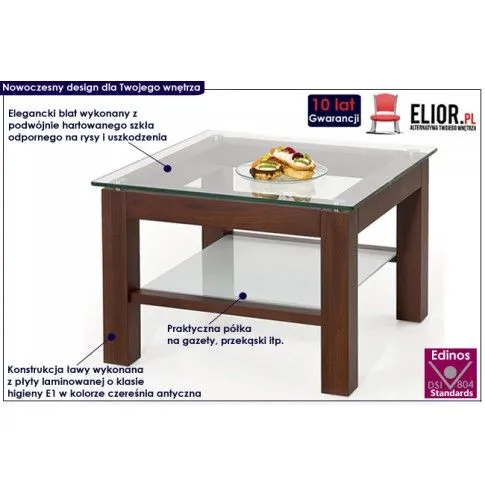 Fotografia Kwadratowa ława Karo - czereśnia antyczna z kategorii Ławy i stoliki