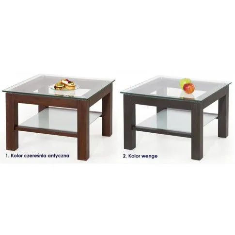 Zdjęcie Ława kwadrat Karo szklana czereśnia antyczna | Edinos.pl