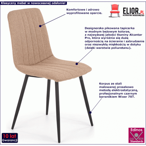 Fotografia Tapicerowane krzesło Kyzo - beżowe z kategorii Krzesła tapicerowane